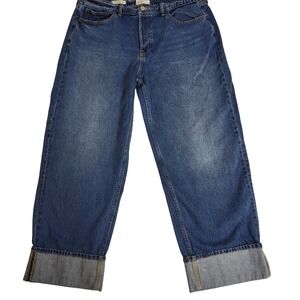 Universal Thread Mid Rise 90s Baggy Jeans Women's 16R Denim Cuffed Button Fly